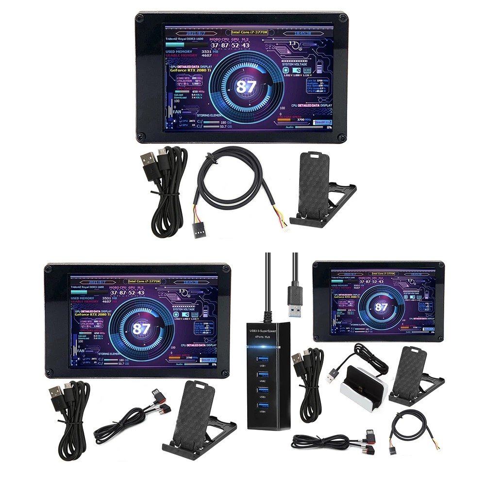 

Dual USB Computer Temperature Monitoring 3.5 Inch IPS DIY Computer Secondary Screen CPU GPU RAM HDD for Mini ITX Case AIDA64