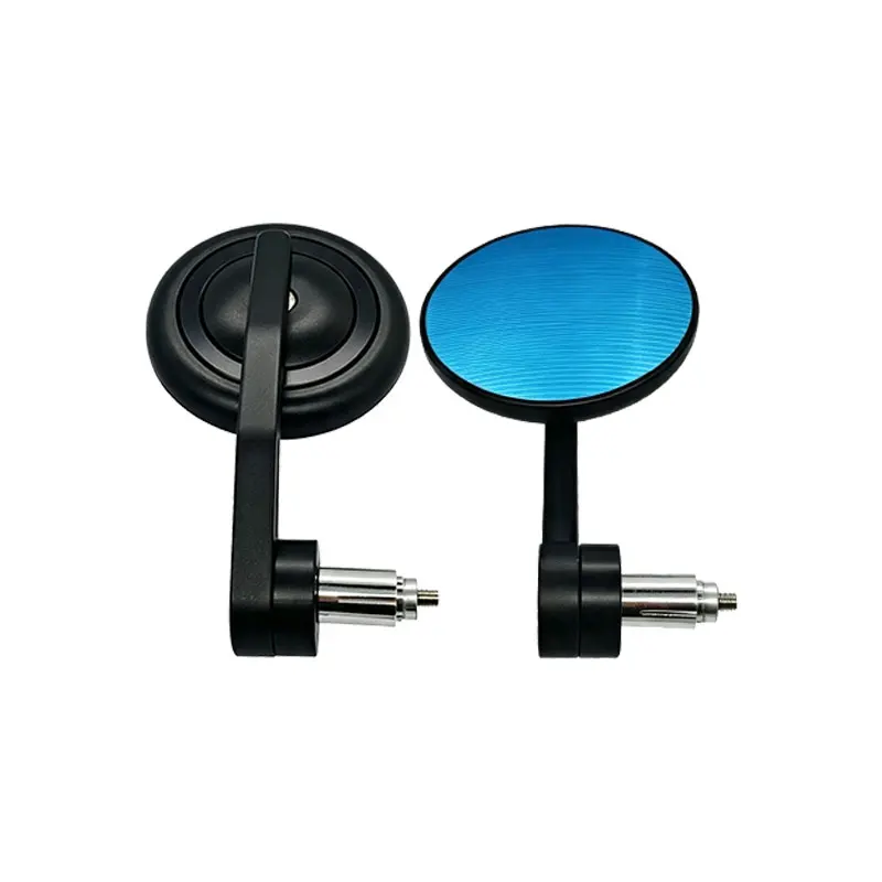 7/8" 22mm Lenkerendenspiegel, blendfreies, rundes, blaues Glas, mattes Schwarz, Motorrad-Rückspiegel für Honda, Kawasaki usw. – Detail 5
