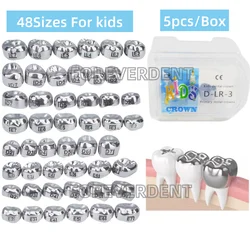 5pcs/Box Dental Kids Primary Molar Crown Refill Stainless Steel Pediatric 24Sizes Lower Right/Lower Left D2-D7/E2-E7 Dentist