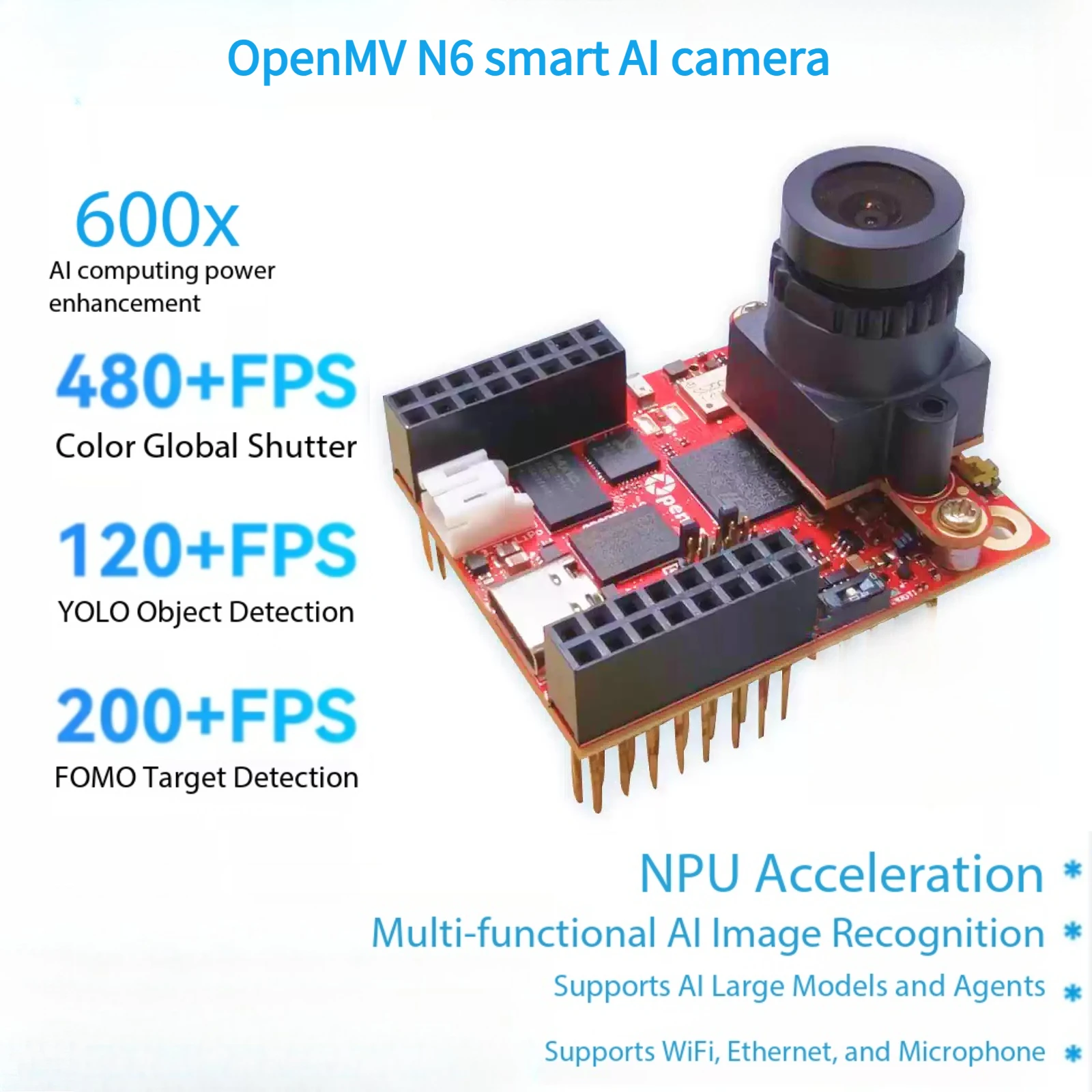 OpenMV N6 Smart AI Vision Module YOLO Object Detection Image Recognition Lab Dev Board for Robotics