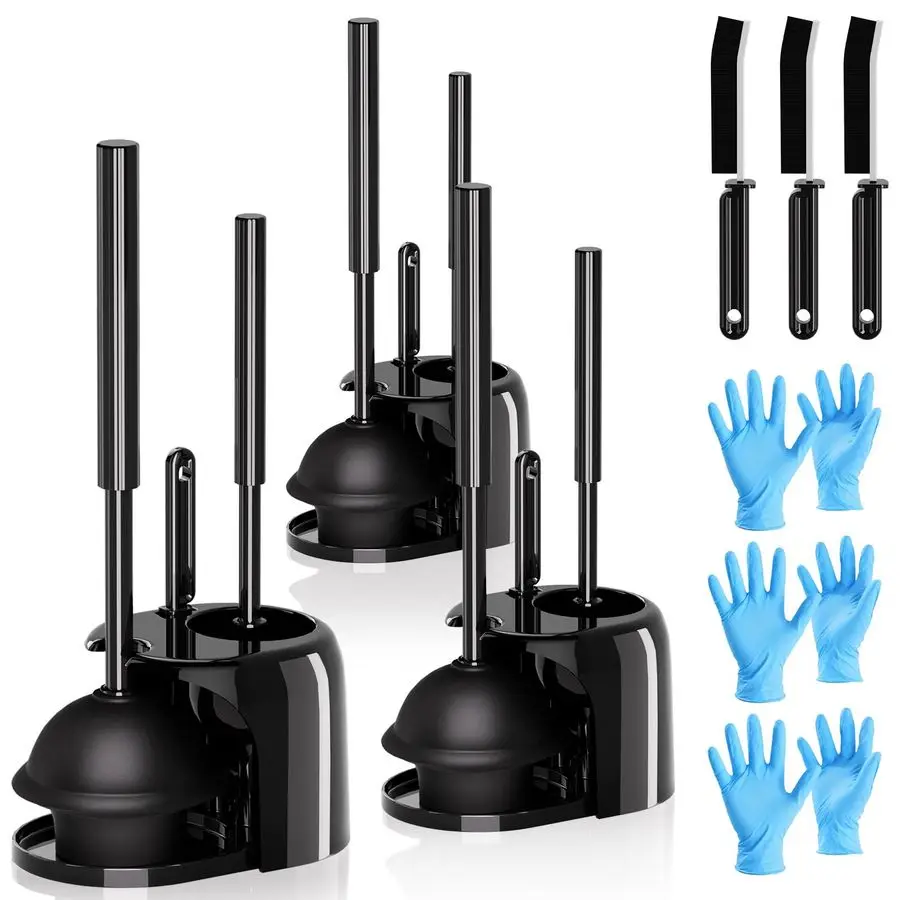 

Набор для унитаза 4 в 1: ёршик и вантуз с щеткой для чистки щелей, вантуз и ёршик с удлиненной ручкой, вантузы