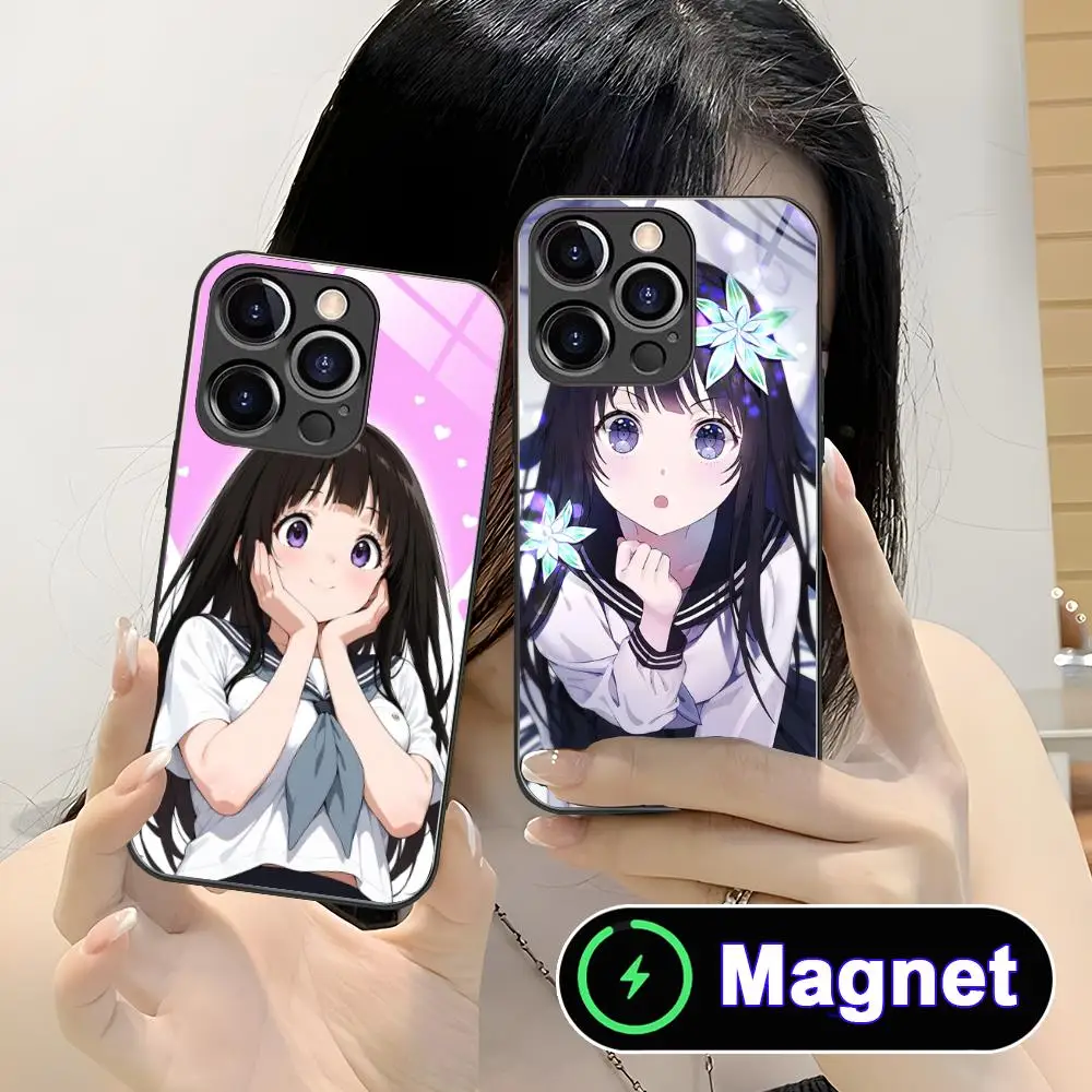 

Hyouka Chitanda Glass MagSafe Mobile Phone Case for iPhone 17 16 15 14 13 12 11 Air Pro Max Plus Mini Colorful Cover