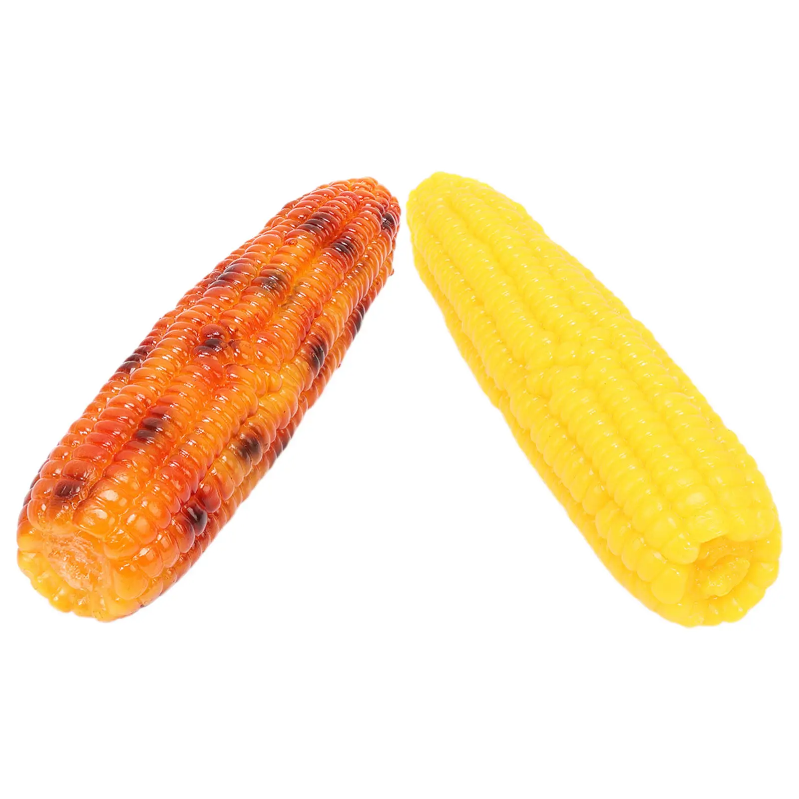 2Pcs Realistic Corn Cob Artificial Roasted Corn Decoration Kitchen Shop Photo Prop Fake Vegetable Display Ornament