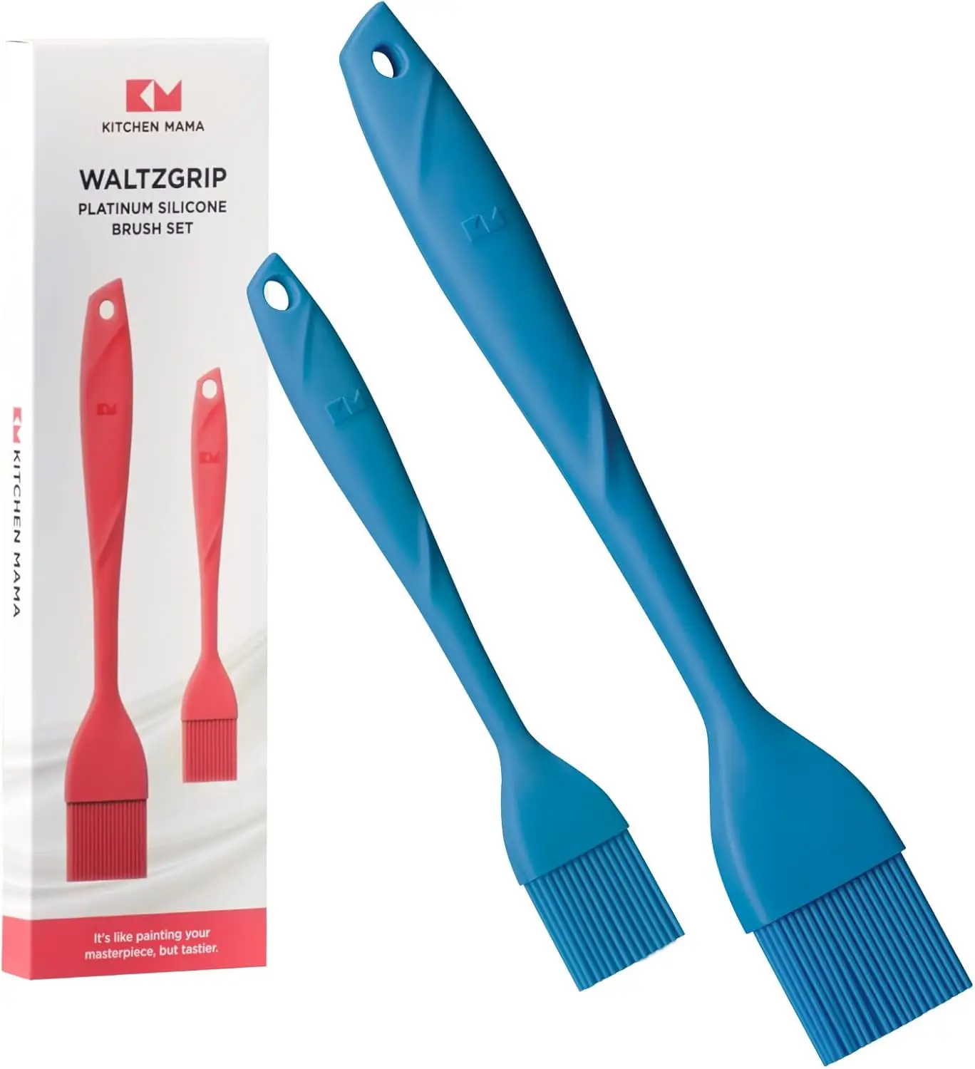Heat-Resistant Silicone Basting & Pastry Brush Set of 2 for Cooking, Baking, Grilling, Barbecue, Spreading Oil, Butter, Egg - Dishwasher-Safe (Blue)