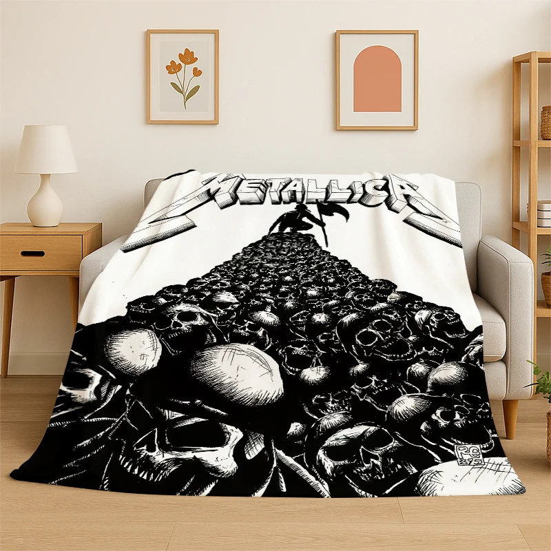 Metal Band M-Metallica Thrash Cartoon Flannel Throw Blanket,Warm Cozy Blanket for Bed,Sofa,Couch,Bedroom,Living Room,Office,Gift