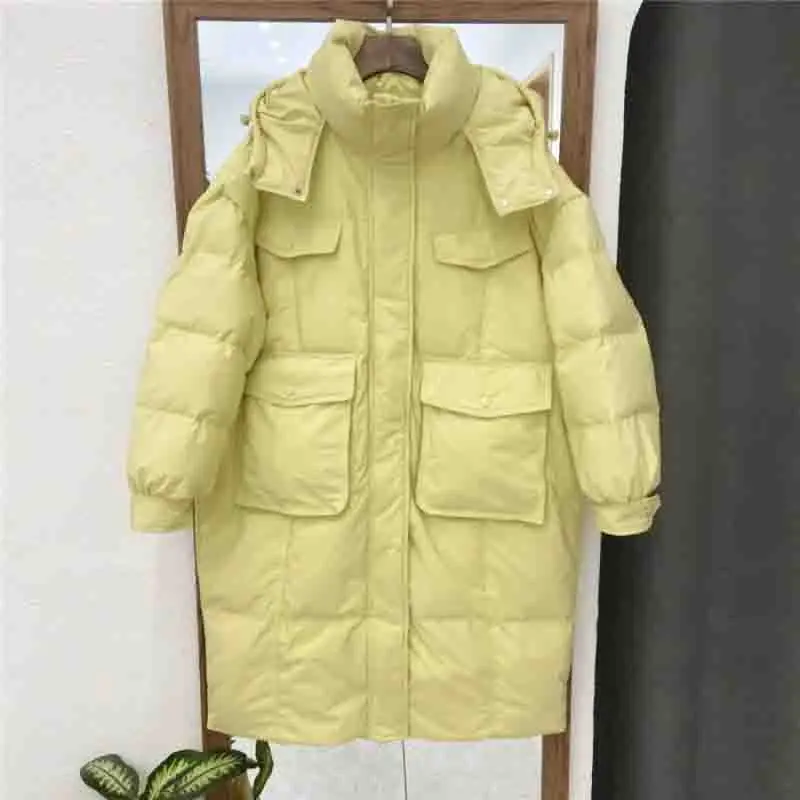 

Women Long Cotton-Padded Jacket 2023 Korean Version The New Loose Solid Color Winter Coat Lady Plus Size Outcoat Without Velvet