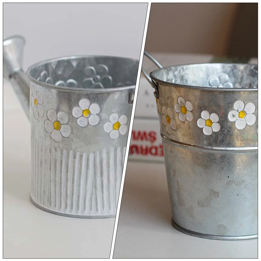 

5pcs Iron Vase Decorative Bucket Wrought Metal Planter Rustic Floral Arrangement Containers Vintage Garden Supplies