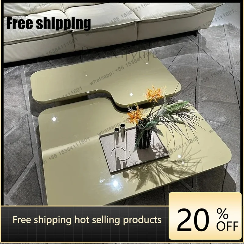 Factory Direct  Living room coffee table solid wood paint special-shaped combination high-end creative modeling bamboo sofa coff