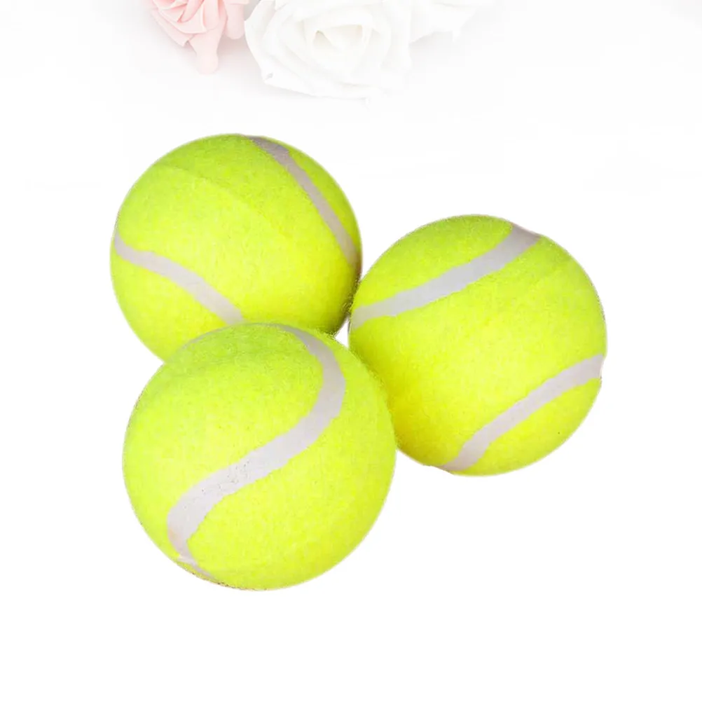 

3Pcs Training Tennis Balls High Elastic Natural Rubber No Woven Felt Heavy Duty Pressure Retention Tennis Balls for Machine