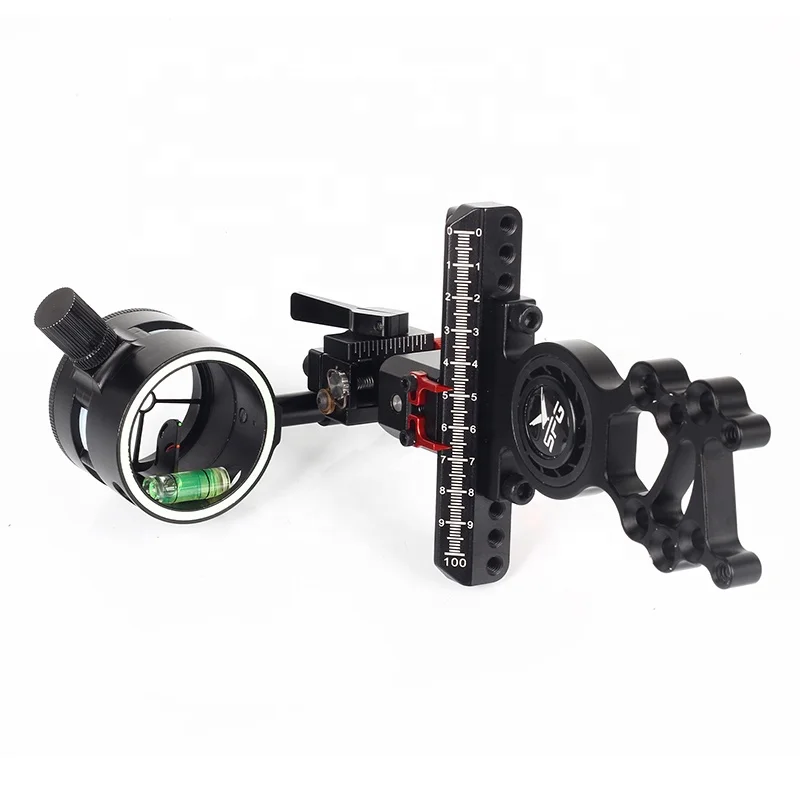 Archery Compound Bow Sight and X6/X8 Magnifier Lens Installable 4 Direction Adjustable Single Pin Compound Sight