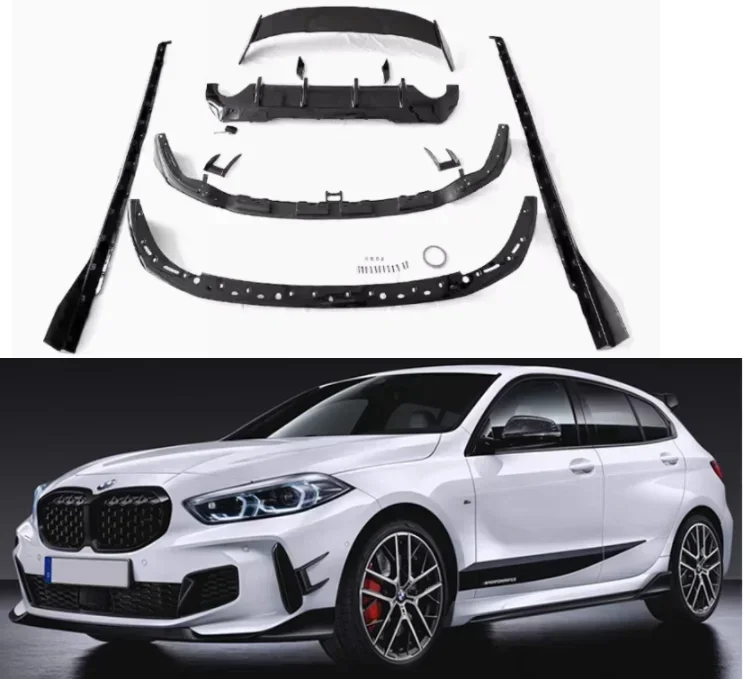 New！ For BMW F40 1Series 2020-2024 Samurai Black Bumper Front Lip Rear Diffuser Side Skirt Roof Spoiler Rearview Cap Grills Gril