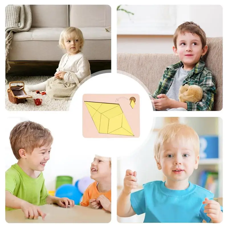 Rompecabezas de madera Tangram para niños, juego de rompecabezas de mesa, juego de viaje, actividades en coche, rompecabezas de madera y Teasers de cerebro