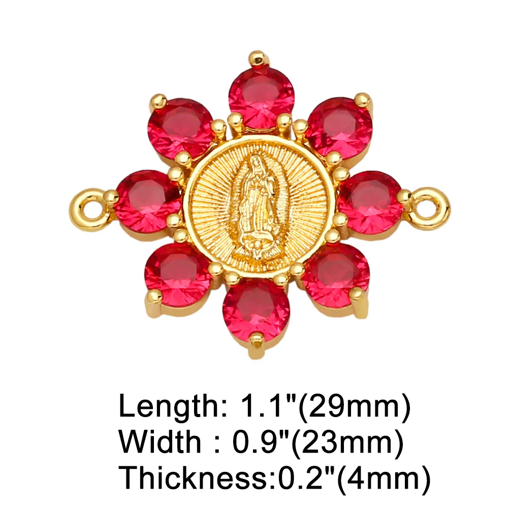 OCESRIO CZ Flower Virgin Mary Charms for Bracelete Making Copper Gold Plated Jewellery Crafts Wholesale niña virgenes chma173