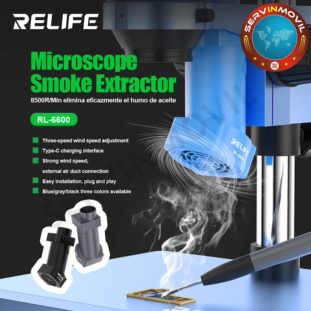 

RELIFE RL-6600 Microscope Smoke Extractor Three-speed Wind Speed Adjustment 8500R/Min Effectively Removes Oil Smoke