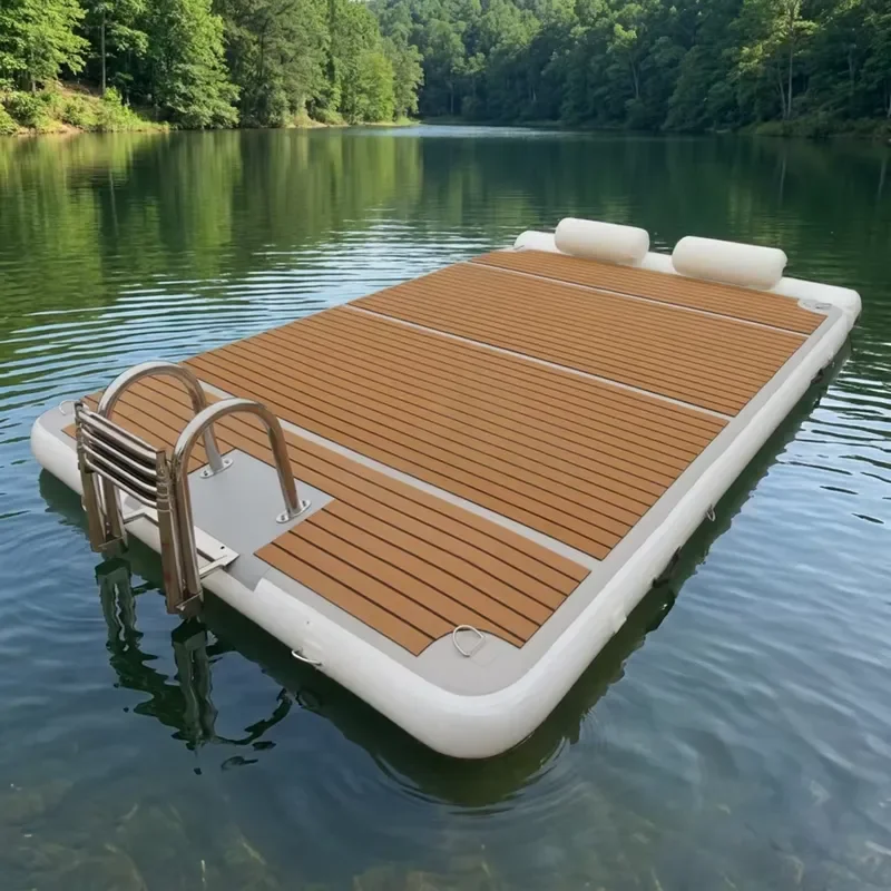 3*2*0.2 Leisure Land Inflatable Swim Island Floating Raft Inflatable Foil Water Jet Ski Dock Floats Platform With Ladder