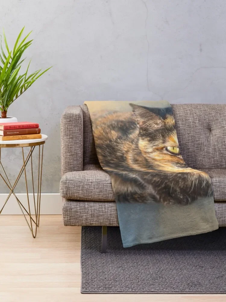 Tortie Cat 02 Throw Blanket Vintage Blankets For Sofas Decorative Beds Blankets