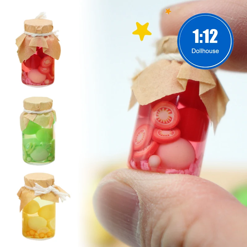 

Dollhouse Colorful Assorted Fruit Glass Cans Simulation Miniature Miniature Food Play Model