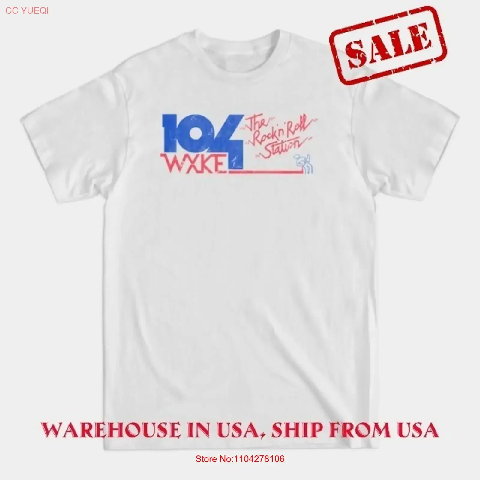 Vintage WXKE 104 Fort Wayne IN 80's The Rockin Station T Shirt For Fans long or short sleeves vintage Washed Comfortable