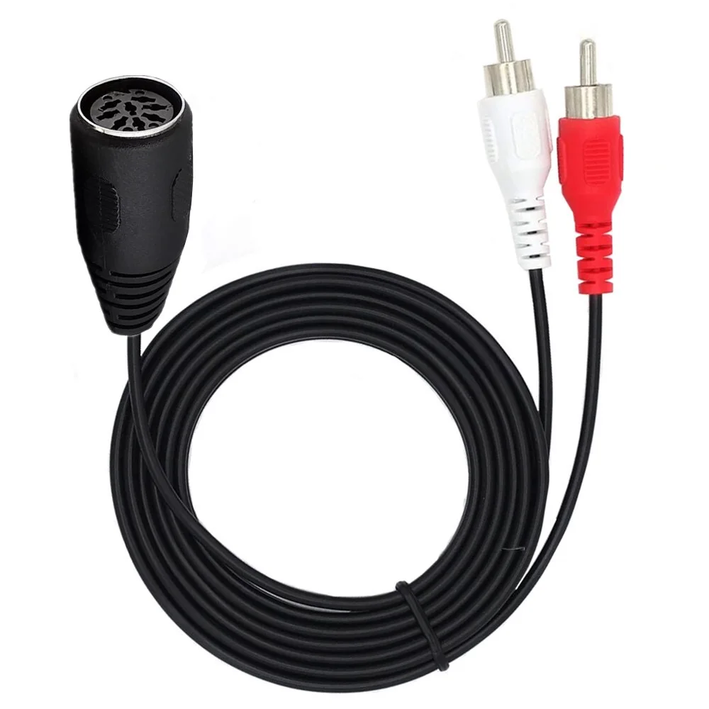 1pc DIN 8-Pin MIDI DIN 8 PIN Female Jack to Dual 2 RCA Phono Male Plug Audio Adapter Microphone Connector Cord Cable