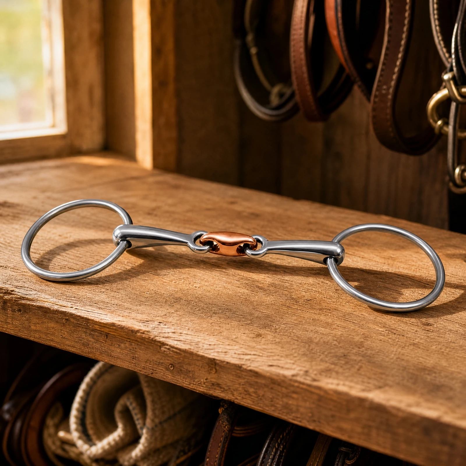 Stainless Steel Horse Bit with Copper Center Long-Lasting English-Style Horse Bit Equestrian Equipment Comfortable