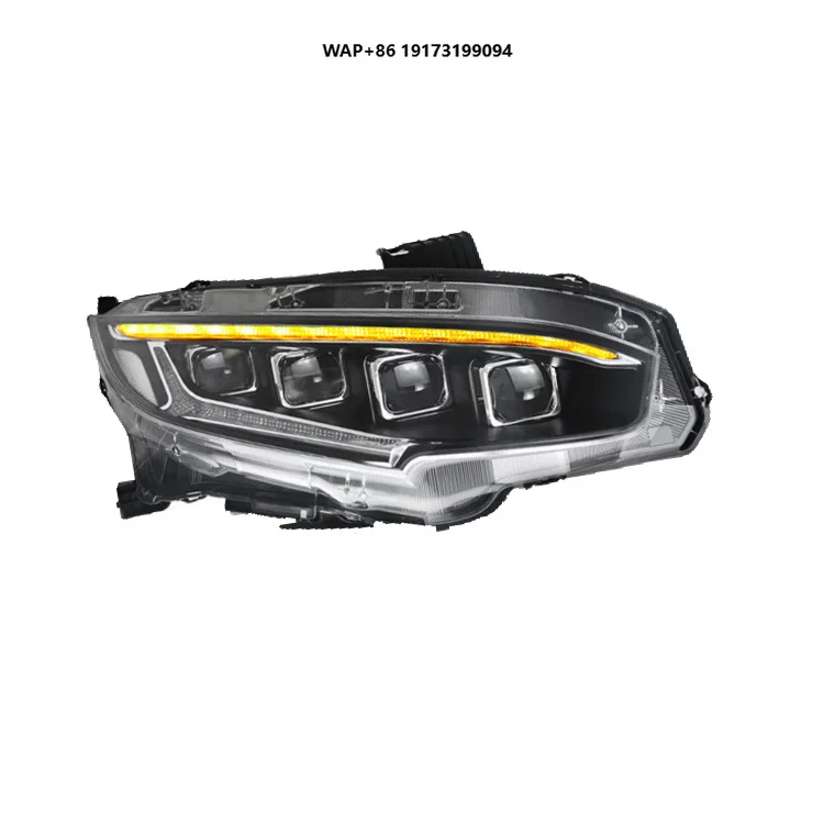 

Front Bumper Headlamp Halogen Xenon 4 Lens Headlight Optional Red Demon Eye LED Headlights for-Honda for-Civic 10th 2016-2021