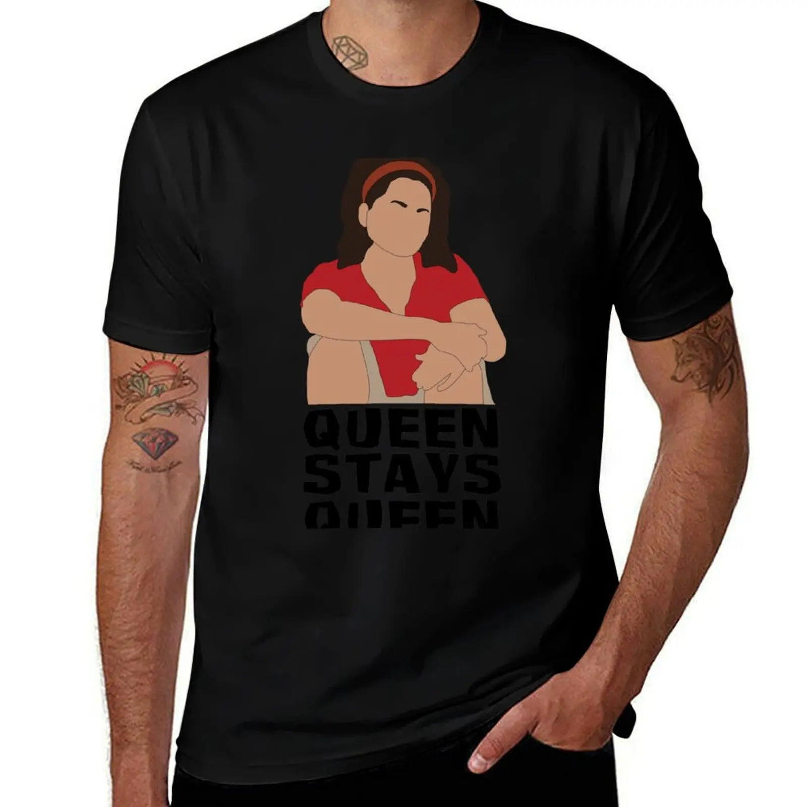 Camiseta Sandra Diaz-Twine Queen Stays Queen, camiseta gráfica para hombre, Camiseta de algodón 100%
