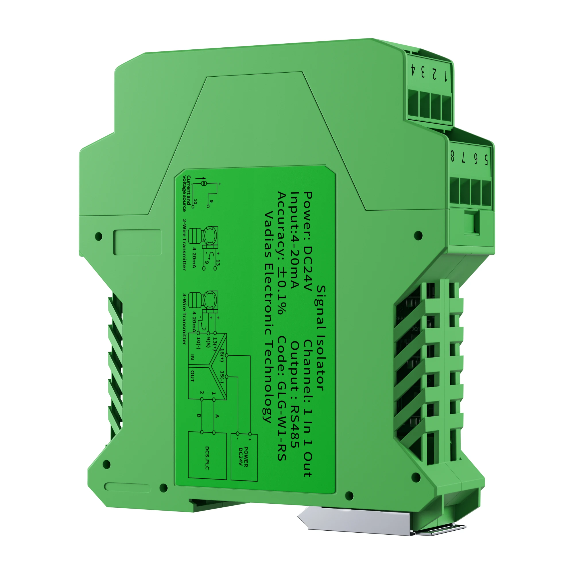 

1 In 1 Out Galvanic Signal Transmitter 4-20mA 0-10V 0-10mA 0-20mA 0-5V to RS485 Analog Signal Converter DC signal Isolator