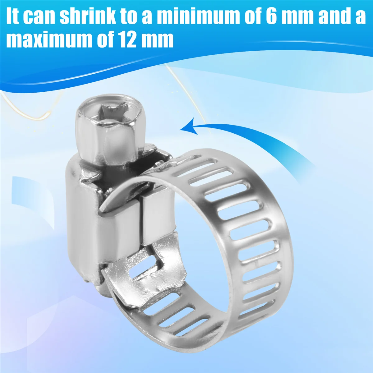 خرطوم الأنابيب المشابك 15 قطعة الفولاذ المقاوم للصدأ 8 مللي متر إلى 12 مللي متر خرطوم الأنابيب المشابك مقاطع السحابة