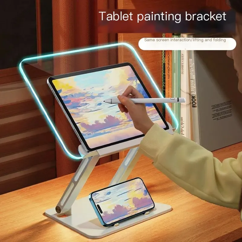 Transparent Folding Tablet PC Stand Universal Portable Tablet Holder with Atmosphere light for Ipad Samsung Pad Huawei Xiaomi retro palace lantern hanging candle lamp portable outdoor camping night lamp for yard garden decor led atmosphere light