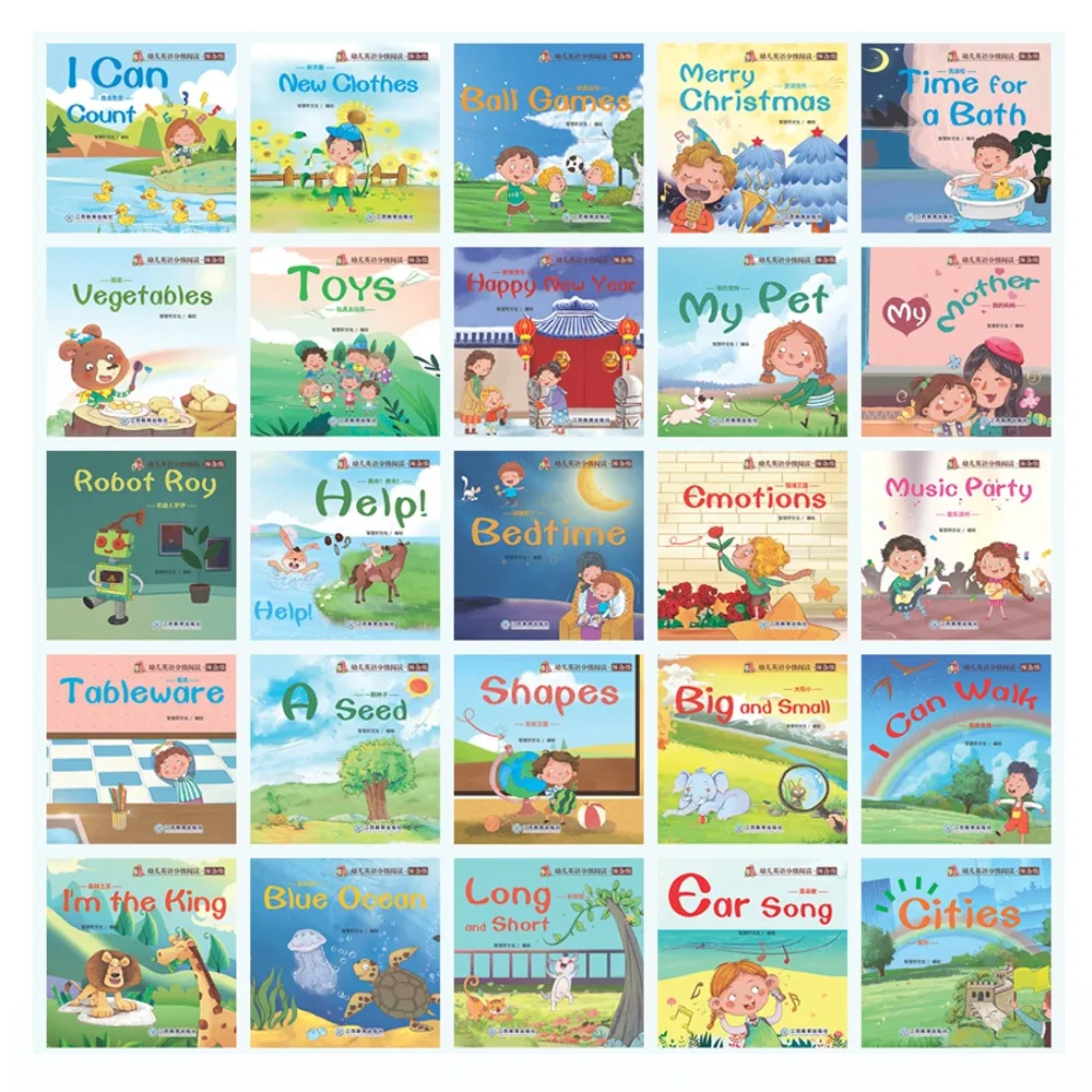 Kids 60 Pocket Books Set English Words Learning Book Enlightenment of Early Childhood Teaching Aids Bedtime Reading Montessori