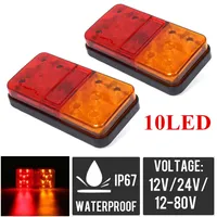 2PCS 12V 24V 10 LED Tail Light Taillight Turn Signal Indicator Stop Lamp Rear Brake Light for Car Truck Trailer Caravan Ute