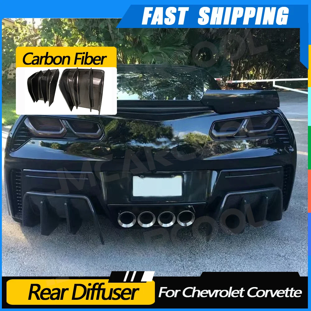 

JMCARCOOL 2 шт. задний диффузор из углеродного волокна для Chevrolet Corvette C7 2014-2017, автомобильный Стайлинг, задняя губа, автомобильные аксессуары