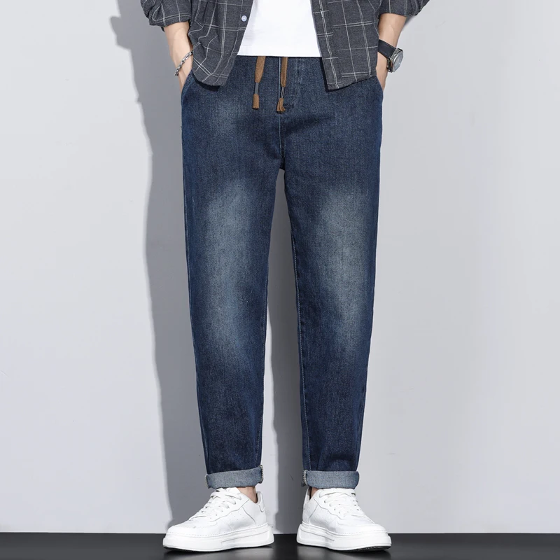 

Trendy Ins Versatile Men's Jeans High Quality Elastic Waist Elastic Slim Denim Trousers Brand Casual Japanese Street Men's Pants