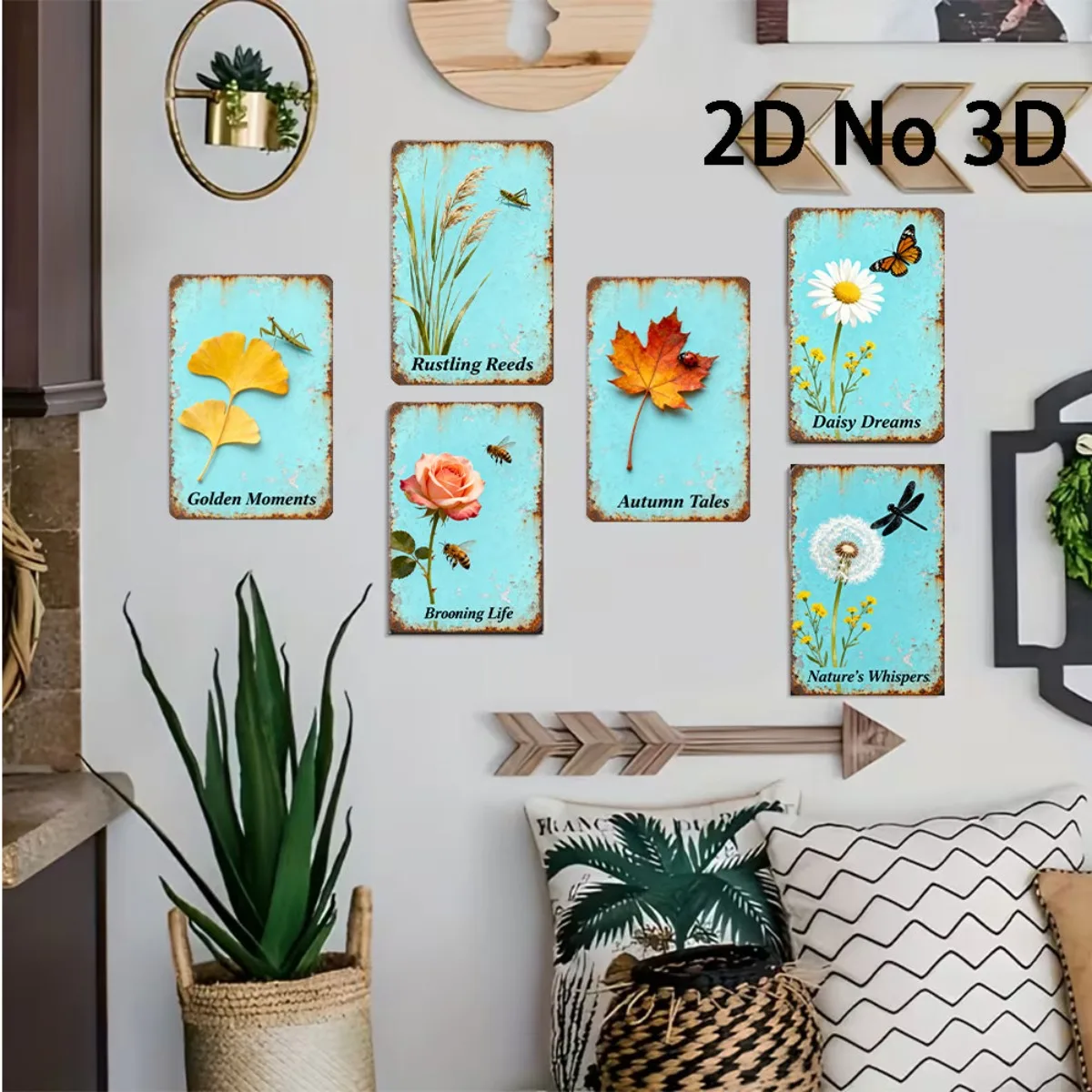 6pcs Metal Signs Suitable for Man Cave, Office, Bar, Garage - & Dustproof Retro Bohemian Nautical & Rustic Wall Decor Plaques, S