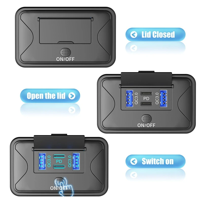 

78W 4 Port 12V USB Outlet Wall Mount, Charger Socket Panel New Arrivals in Stock