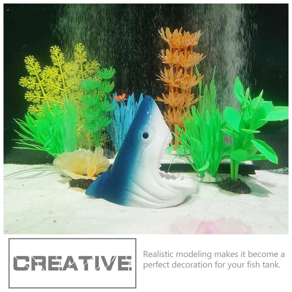 

Ceramic Shark Head Ornament for Fish Tank Aquarium Decoration Realistic Simulation Cave Shelter Landscape Accessory