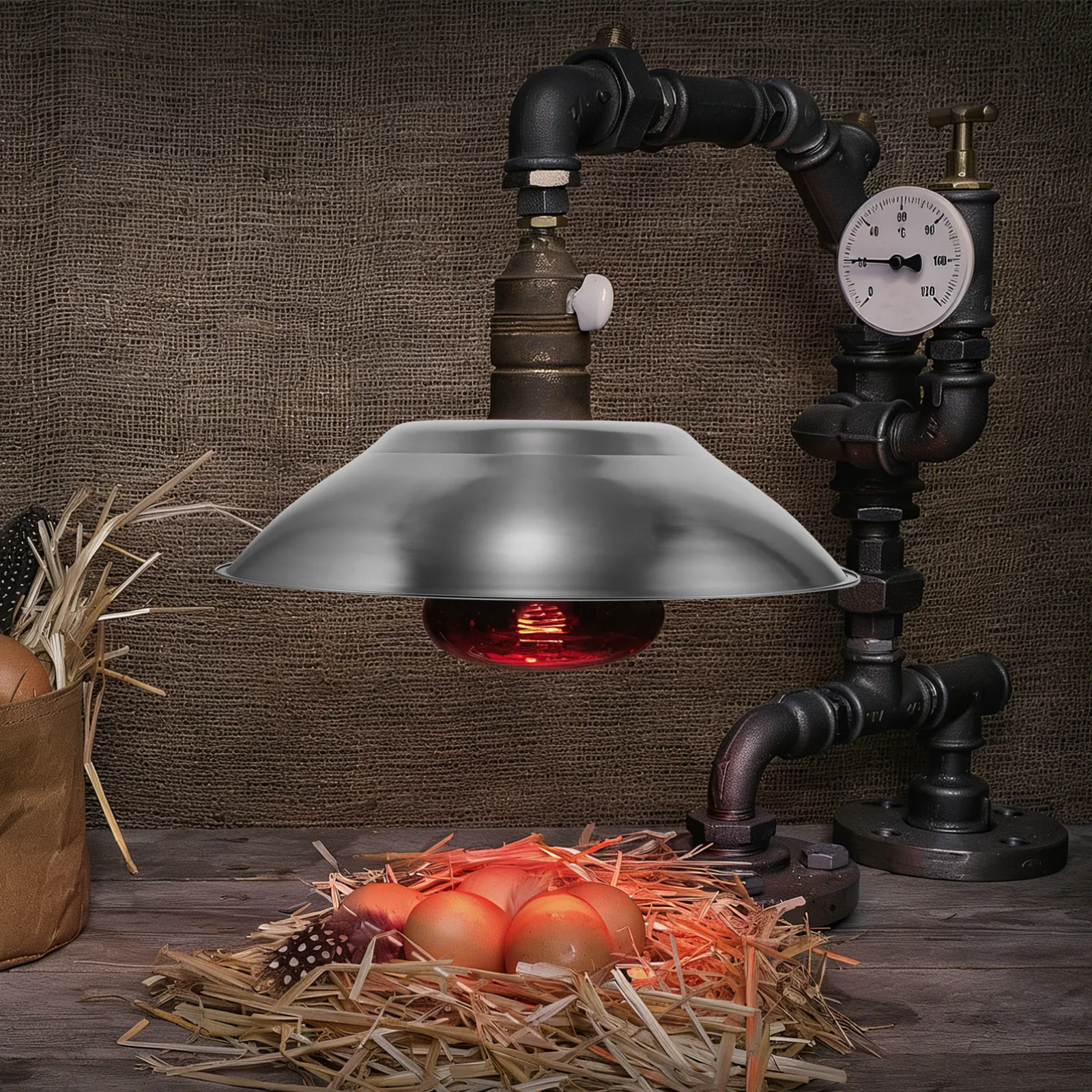 Stainless Steel Chicken Coop Heat Lamp Cover 14.17 Inch Reptile Terrarium Poultry Safety Bulb Guard Livestock Heating Lampshade