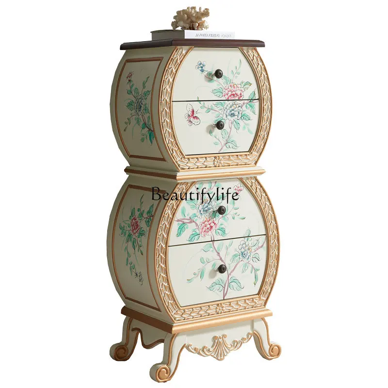 03.Living room painted entrance foyer gourd cabinet American rural end view feng shui fortune cabinet