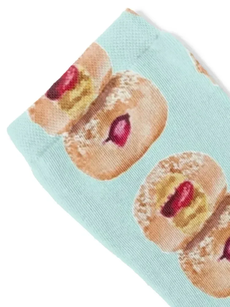 Jelly donut watercolour illustration (blue colour background) Socks designer brand hockey Luxury Woman Socks Men's