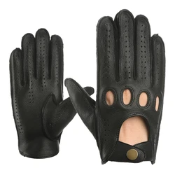 Gants en peau de daim pour hommes, gants en cuir pour conducteurs de moto, gants en cuir pour écran tactile