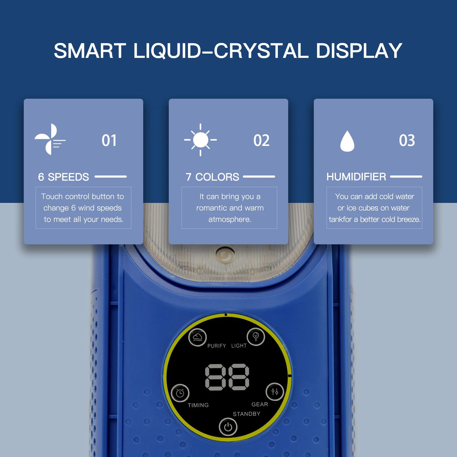 مروحة تبريد الهواء التبخيري المحمولة مع مرطب 6 سرعات USB مروحة صغيرة لسطح المكتب، تبريد شخصي للمكتب، غرفة النوم، المنزل، كاليفورنيا