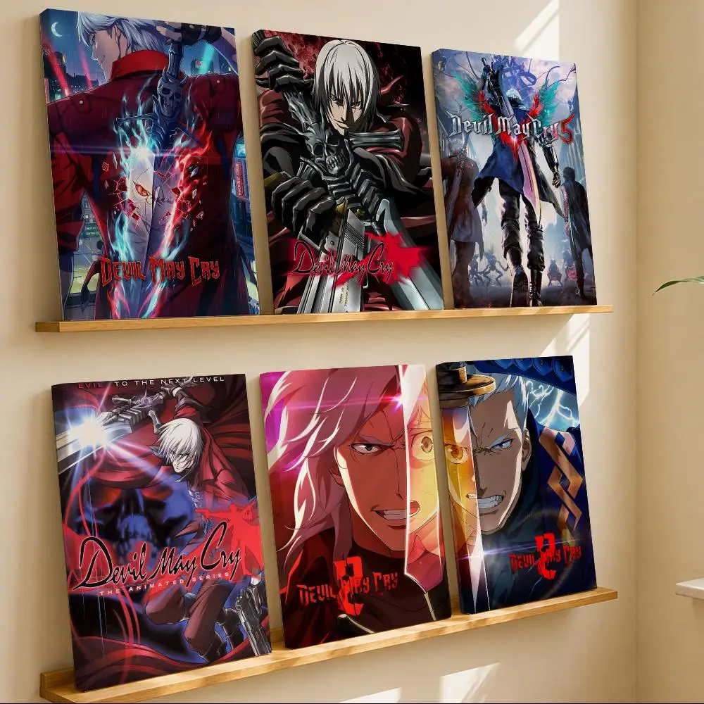 Gothic Demon Anime D-Devil May Cry Framed Wall Painting Canvas Art Poster with Solid Wood Frame for Living Room Home Decor