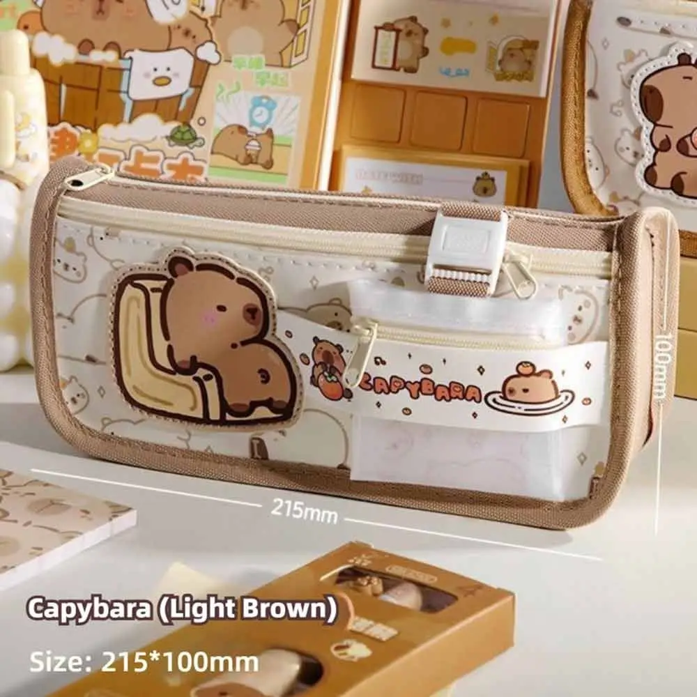 New Capybara Pen Bag Zipper Design Large Capacity Pencil Case Multilayer Stationery Organizer Students
