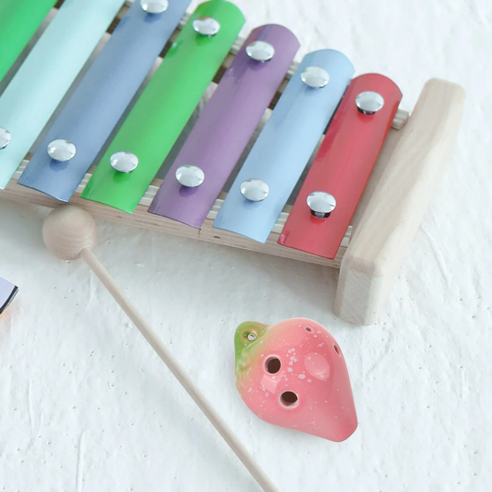 

Strawberry 6 Hole Ocarina Ceramic Beginner Portable Musical Instrument for Kids Music Education Ceramic Ocarina