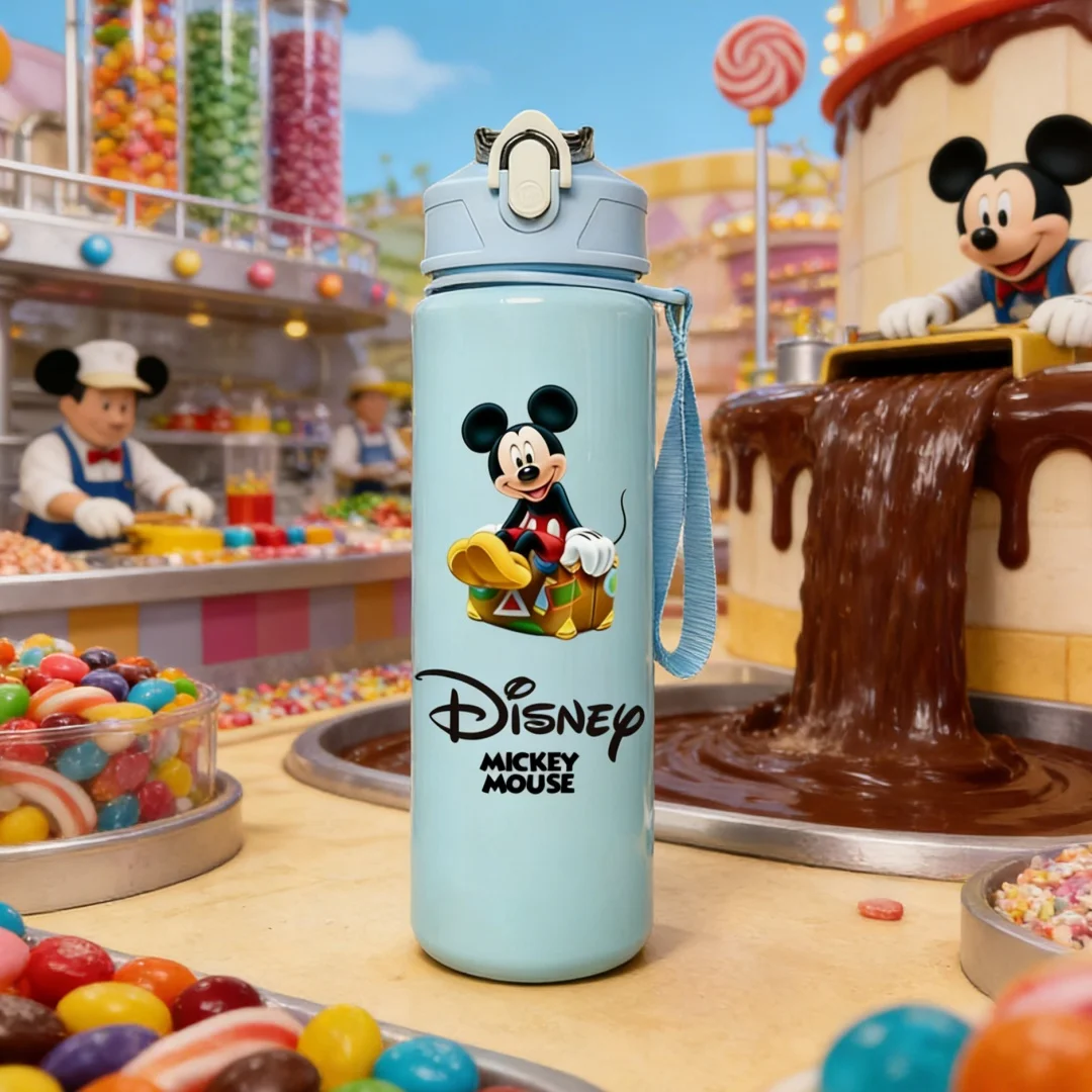 

3D-печатная бутылка для воды с Микки Маусом от Disney, яркие цвета, эстетичный дизайн, портативная, герметичная, с трубочкой.