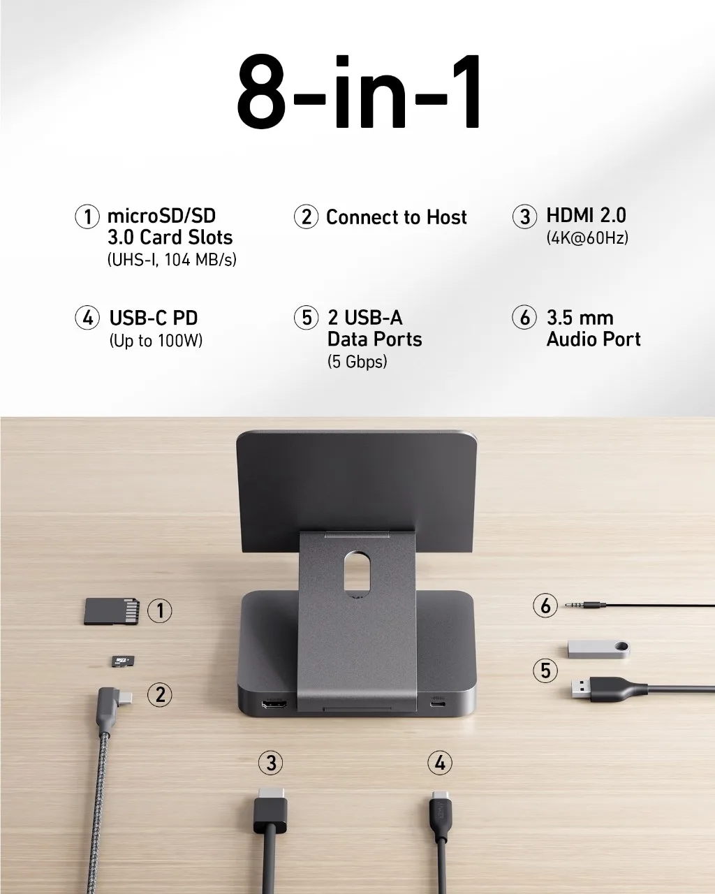 Anker 551 8-in-1 USB-C Hub with Foldable Stand