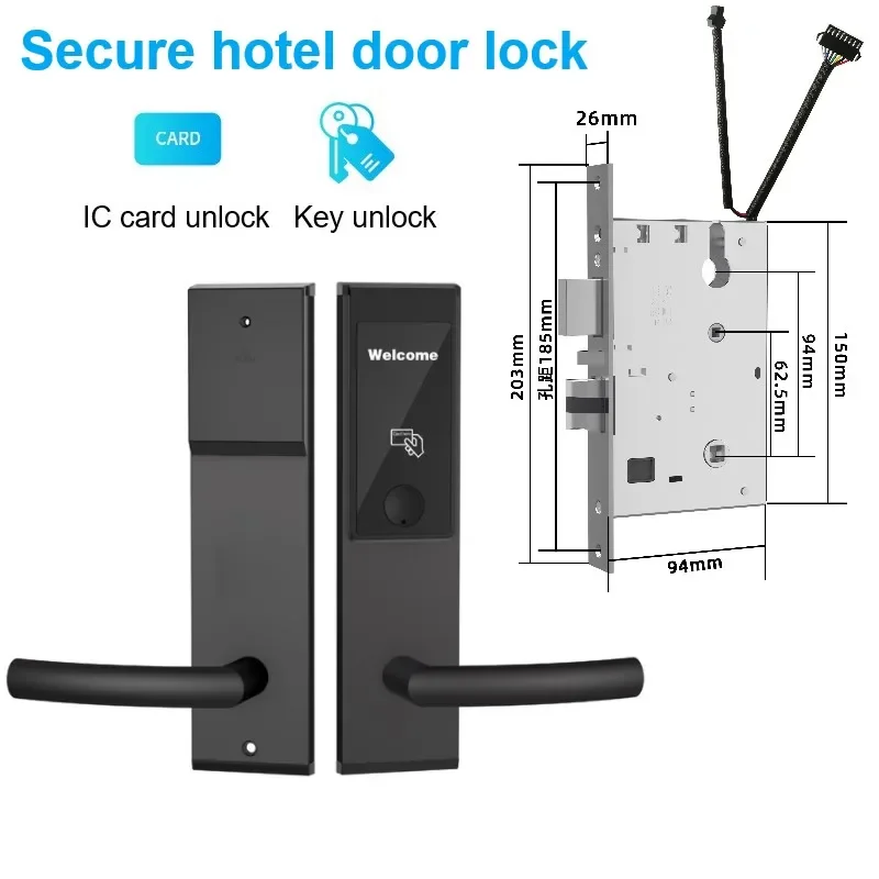 Hotel Smart Lock Wooden Door Magnetic Card Induction Lock Stainless Steel Safety Lock for Hotels Homestays Rentals Apartments