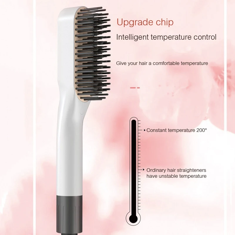 Nuevo Peine alisador de pelo profesional eléctrico, peine termostático de aire caliente recto y rizado para estilismo de mujer