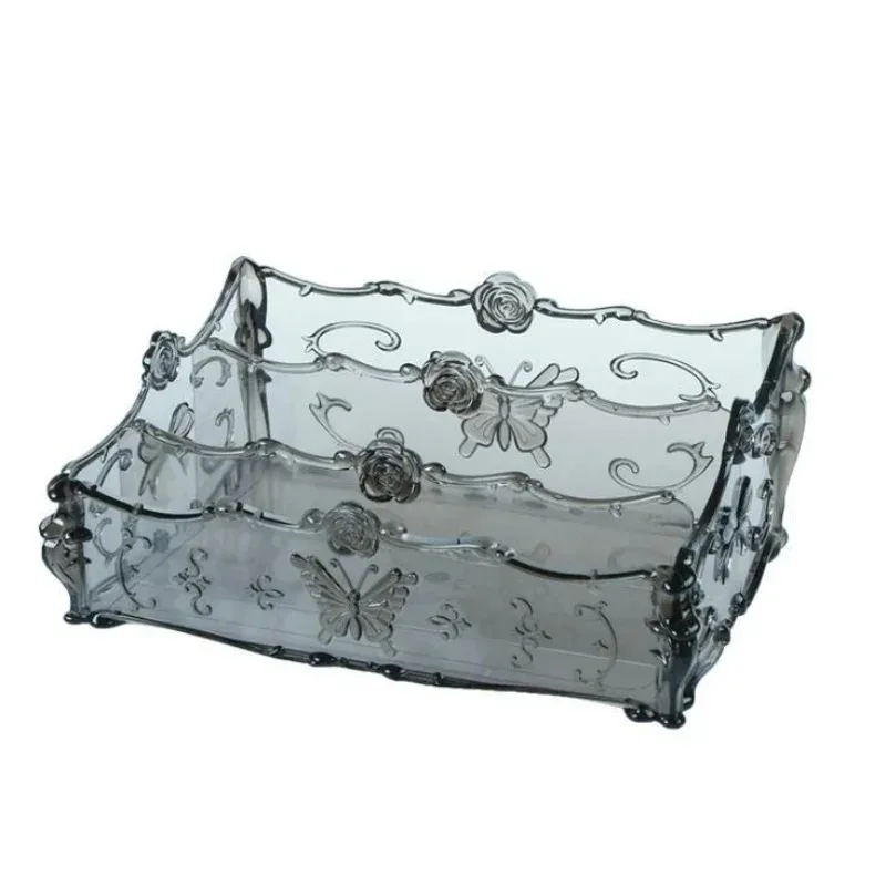 Transparent Plastic Desktop Cosmetic Storage Box European Style Household Supplies Bathroom Storage Box