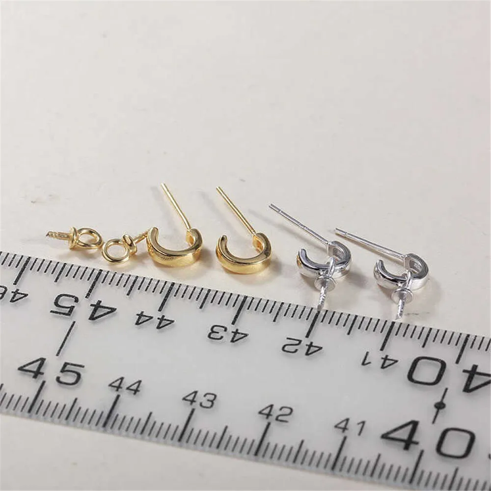 S925 Sterling Silver Pearl Earring Settings DIY Jewelry Making Supplies Blank Earring Posts for Handcrafted Accessories No Pearl
